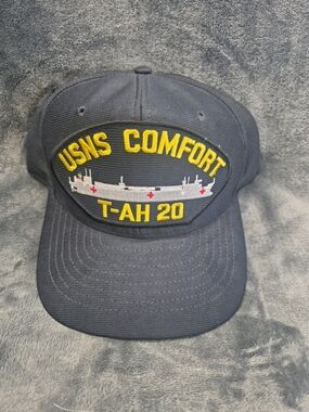 VTG USN Navy USNS Comfort T-AH 20 Snapback Hat Cap USA Made Blue